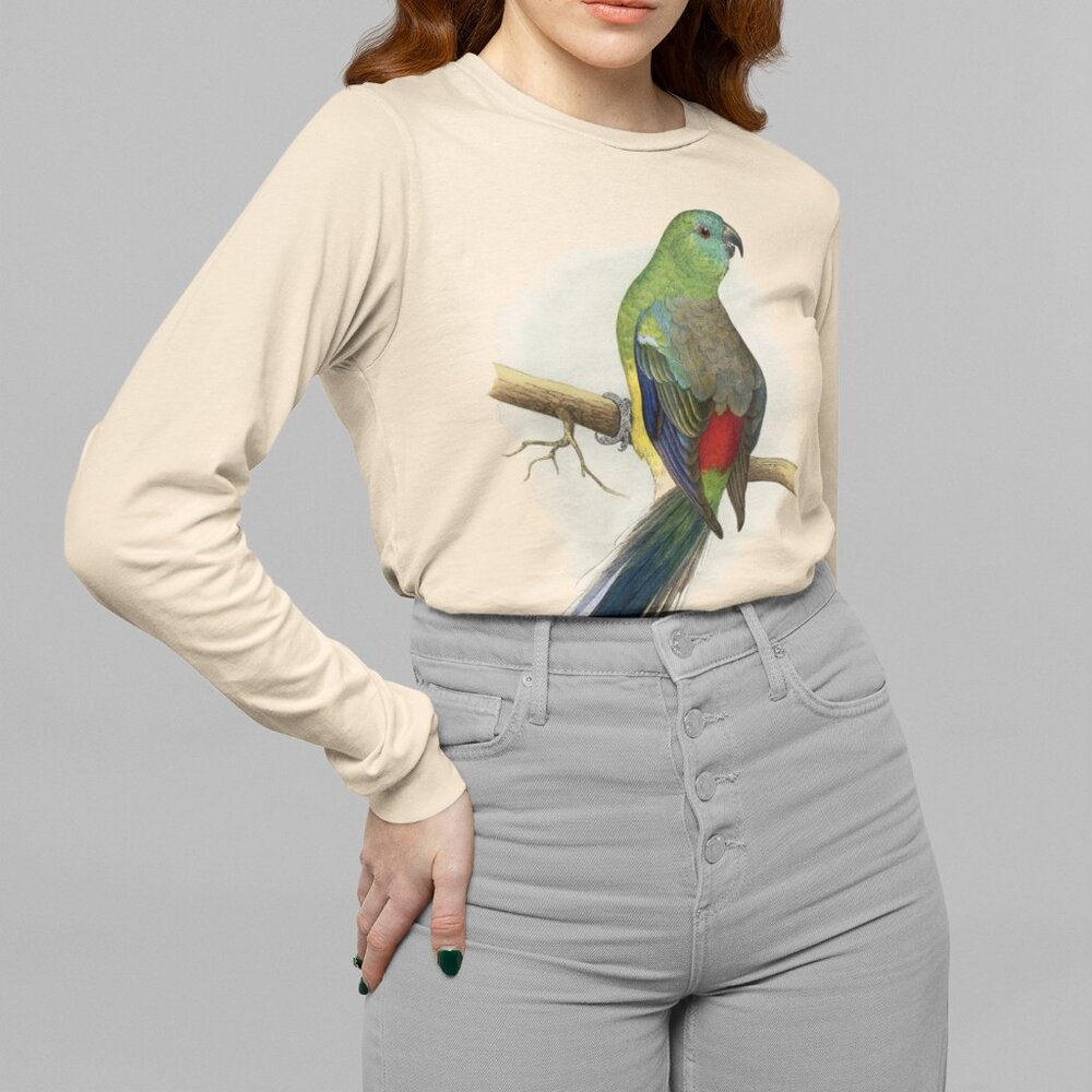 Red-Rumped Parrot Vintage Print Long Sleeve Graphic Tee T-shirt S M L XL
